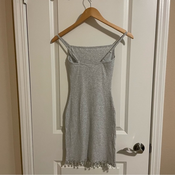 NWT SKIMS Chandelier Lounge Mini Dress Ribbed Light Heather Gray Jewels Size XS - Picture 9 of 11